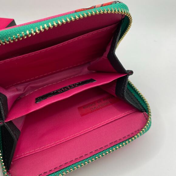 2/$30 Trina Turk Floral Compact Zip Around Wallet Hot Pink Green Cottagecore NIB - Picture 4 of 6